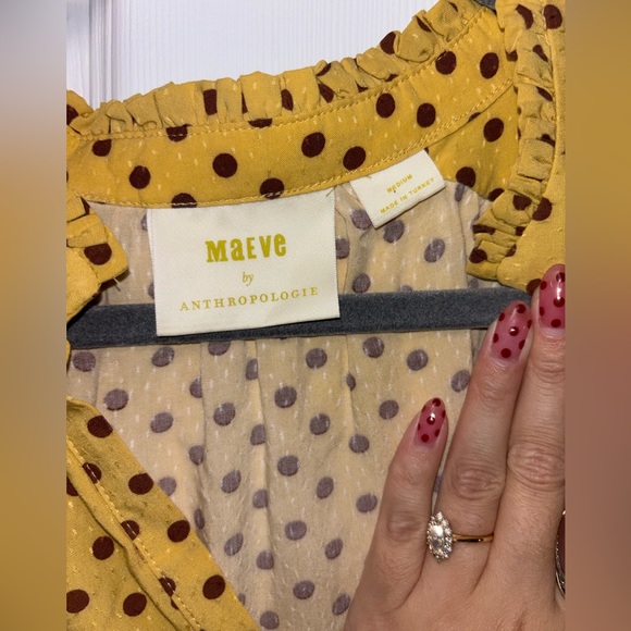Anthropologie Yellow Polka Dot Blouse - Picture 3 of 6